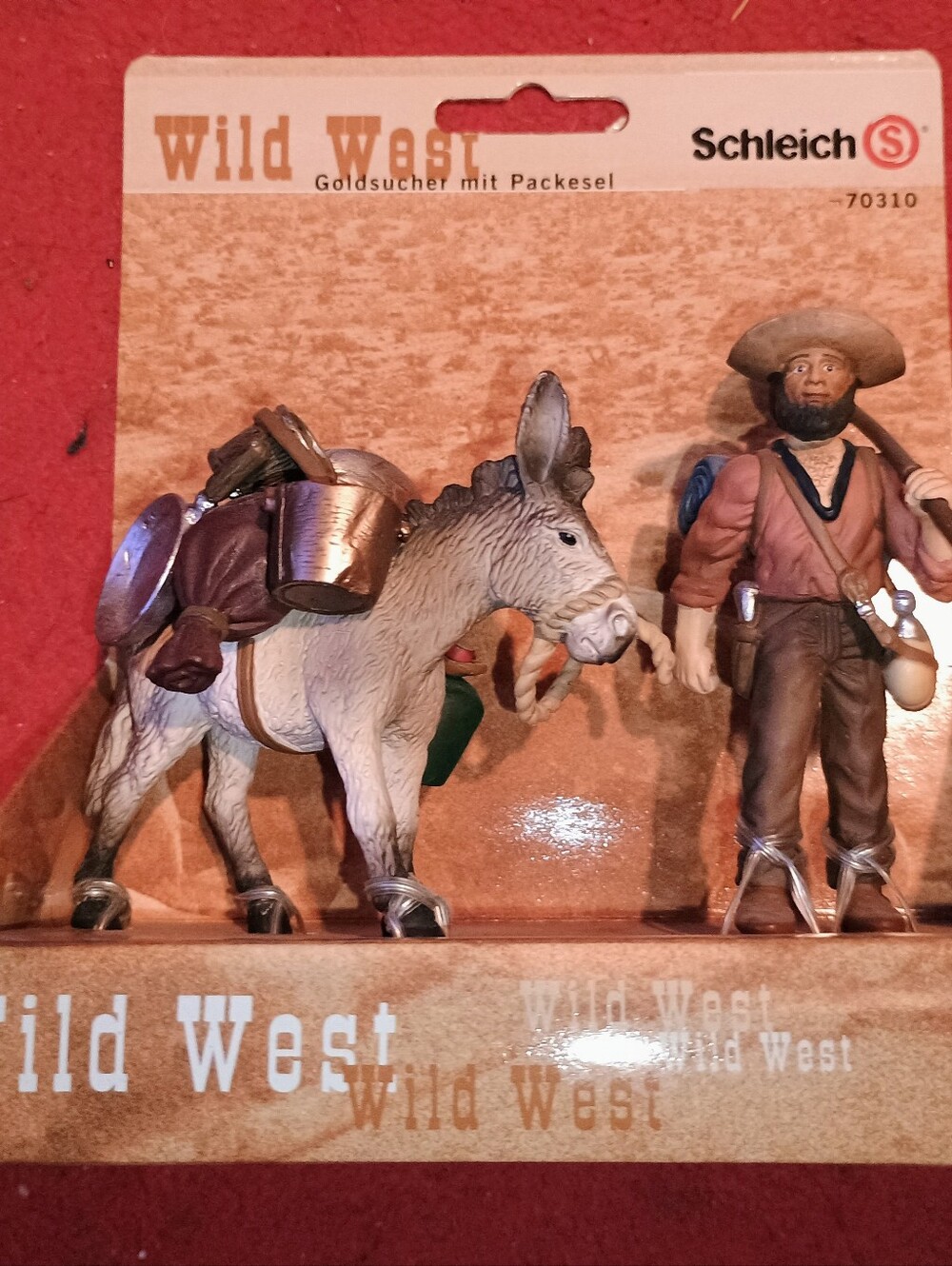 Schleich Wild West Pack Mule & Prospector Toy Set - Brown and Tan